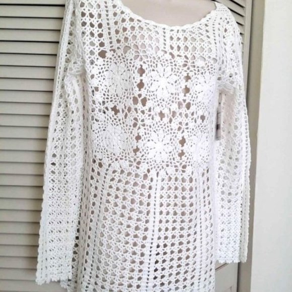 Free People White Crochet Open Back Sweater - Picture 3 of 6